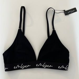 Ember Ribbed Knit Triangle Bra in Black, NWT!